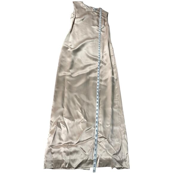 AJ Bari 100% Silk Sleeveless Maxi Dress Champagne Beige Size 6 Old Money Luxury - Picture 6 of 10